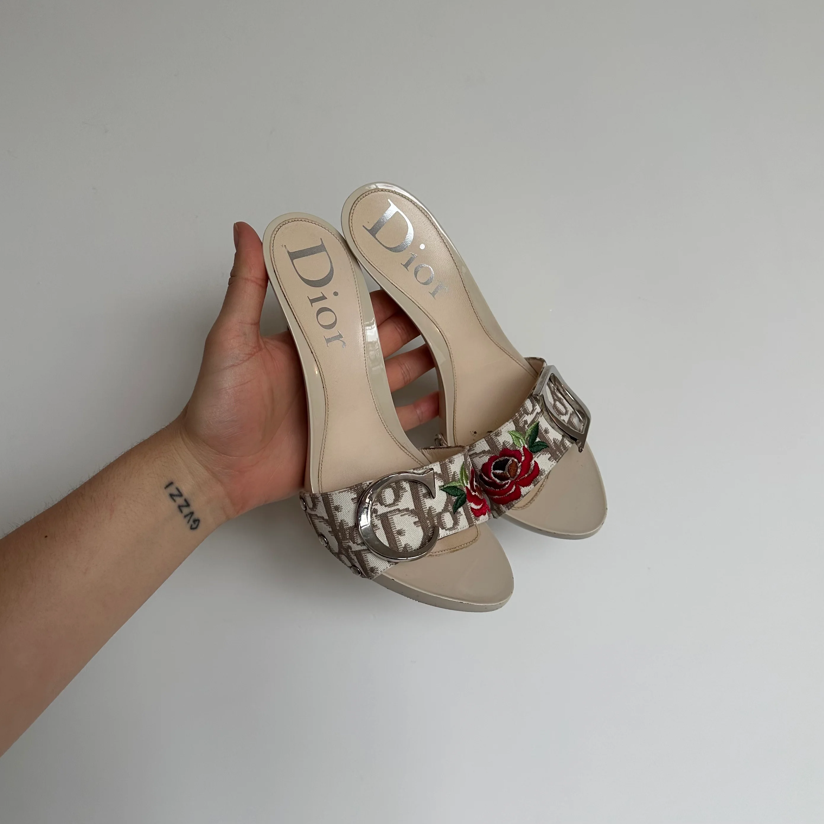 Dior Embroidered Trotter Heels (37.5) - Image 3