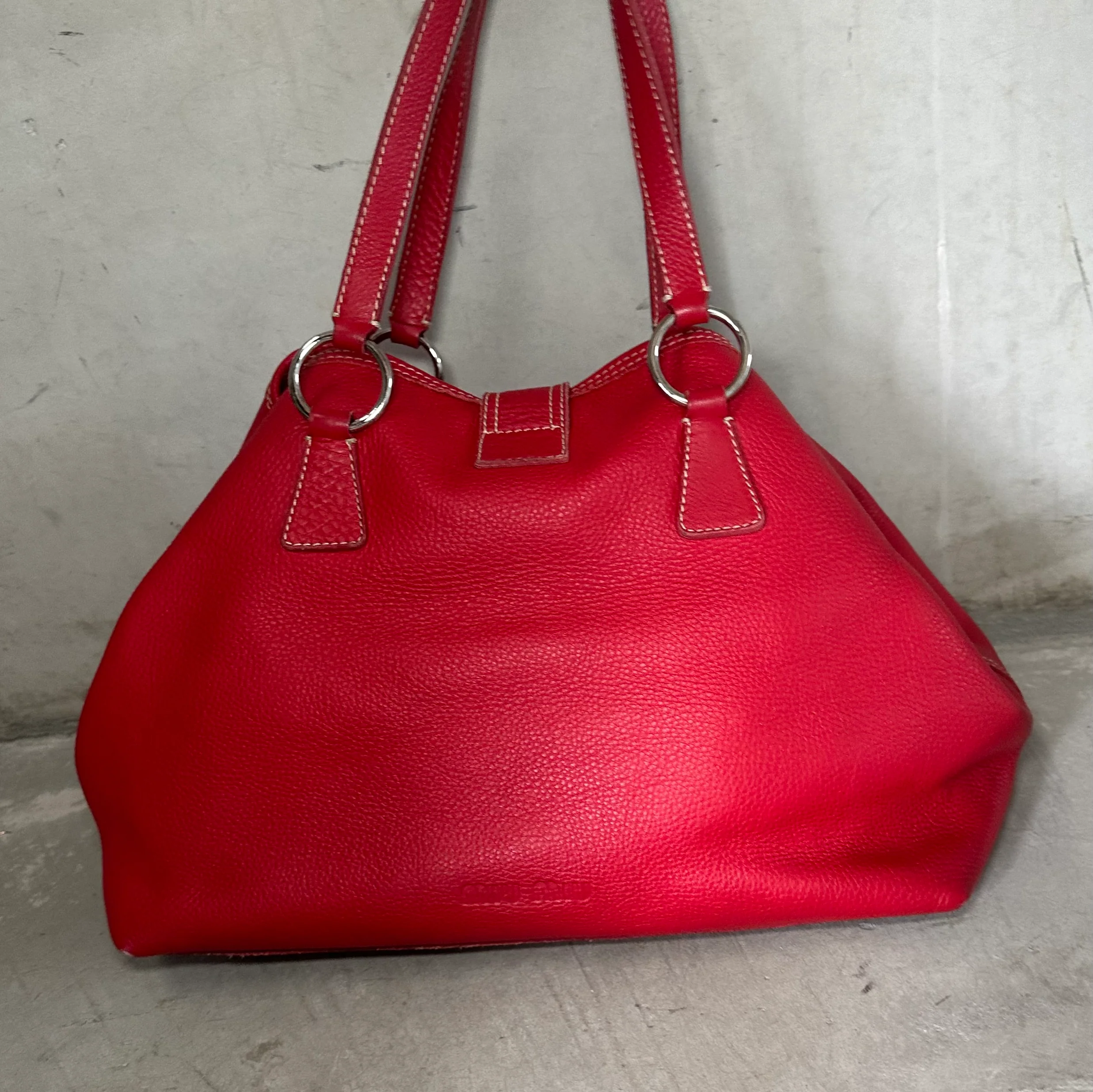 Miu Miu Red Leather Clasp Front Tote - Image 5